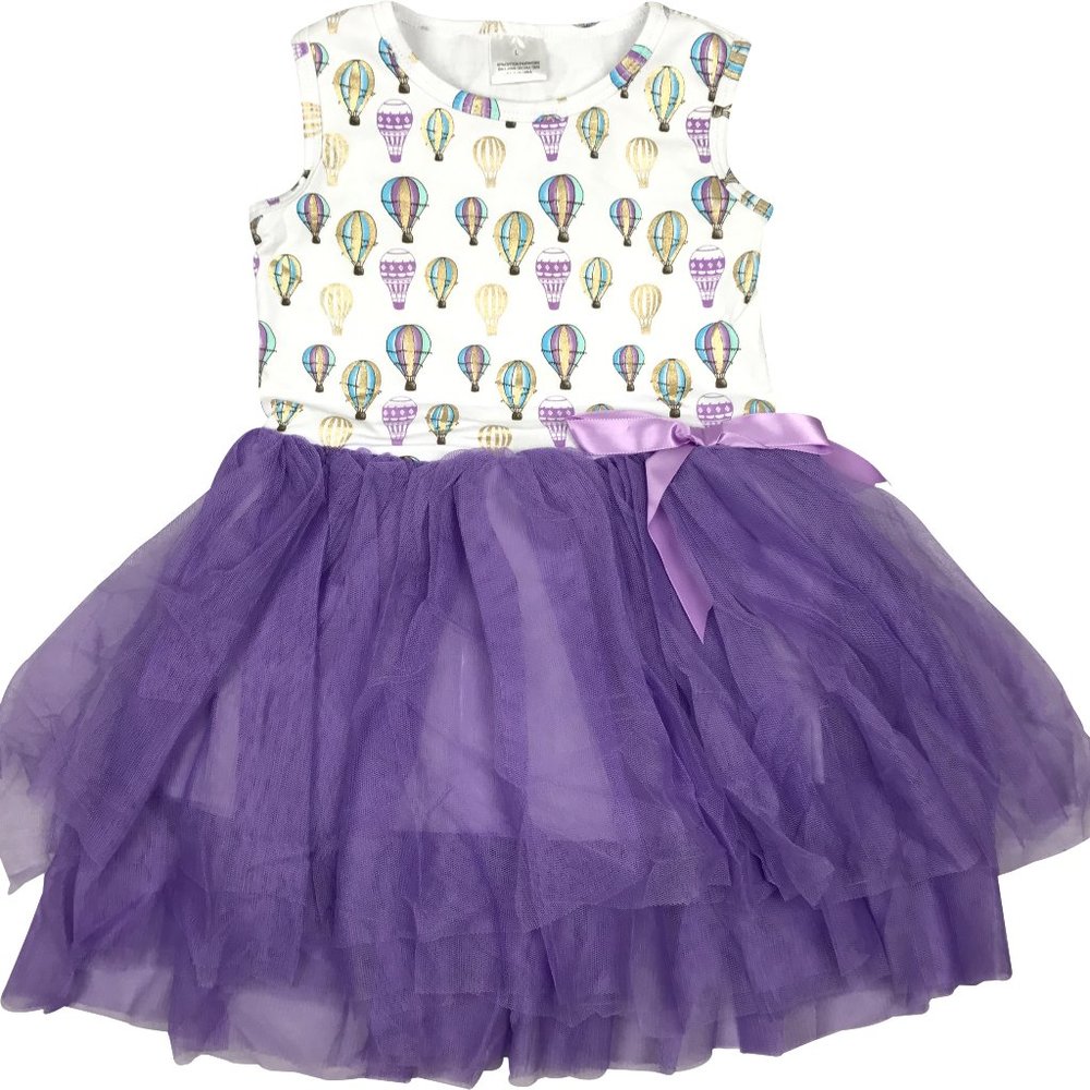 Little Toddler Girl Kids Balloon Tulle Tutu Summer Easter Flower Girl Dress 2T-8